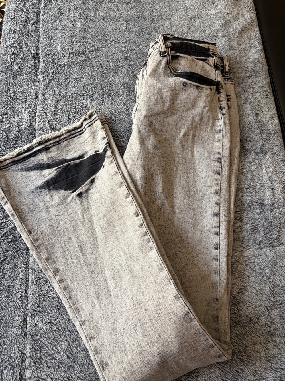 Fashion Nova Light Gray Acid Wash Flared Leg Jeans